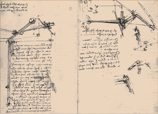 Ескізи та схеми із записних книжок Леонардо да Вінчі