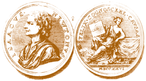 Медаль, випущена в 1726 році на честь Ісаака Ньютона