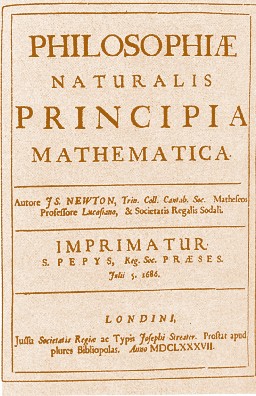 Титульна сторінка книги Ісаака Ньютона «Математичні начала натуральної філософії» 