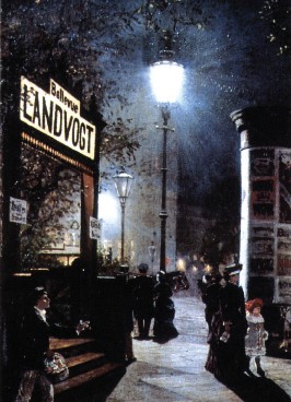 У 1882 р. Потсдамська площа в Берліні була освітлена ліхтарями з лампами «Сіменс і Гальське» 