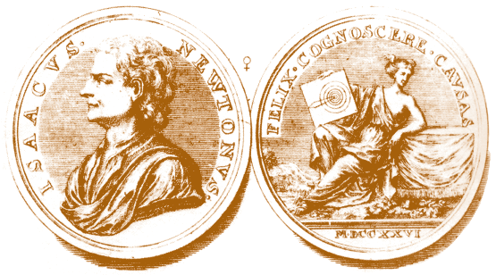 Медаль, выпущенная в 1726 году в честь Исаака Ньютона
