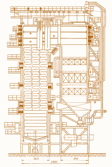 Рис. 2.13. Конструктивная схема парового котла ТПП-312А