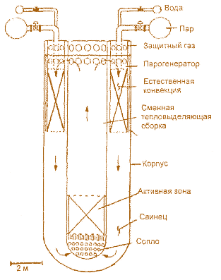 Рис. 7.25. Схема быстрого реактора со свинцовым теплоносителем STAR-LM